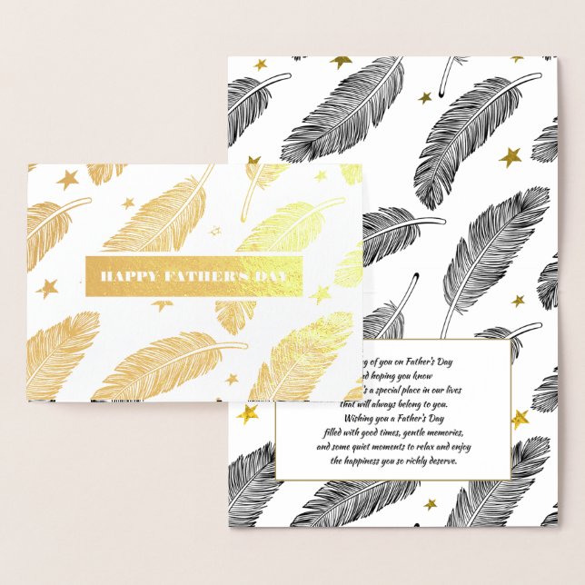 Happy Father's Day. Elegant Feather Pattern Foil Card (Display)