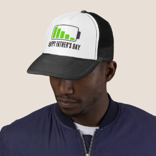 HAPPY FATHER'S DAY ENERGETIC BATTERY GREEN TRUCKER HAT