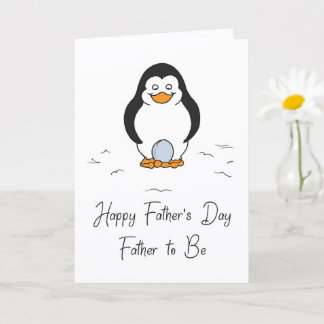Happy Father's Day Father to Be Penguin with Egg   Card