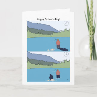 Happy Father's Day Fishing Card - Funny Cartoon