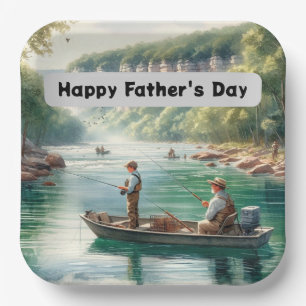 Happy Fathers Day Fishing Paper Plate