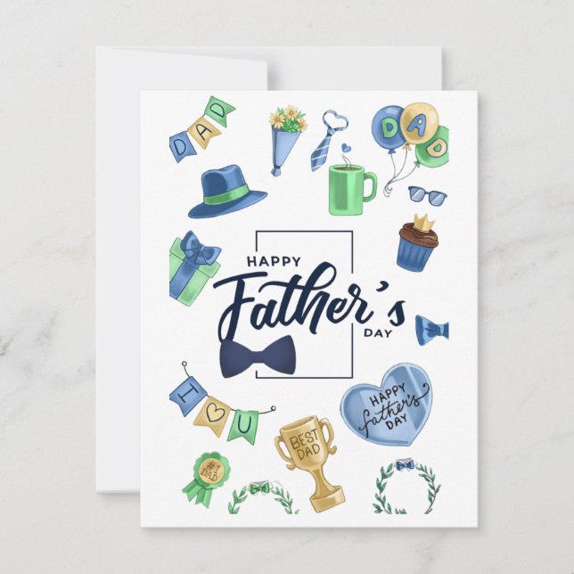 Happy Father's Day  Flat Note Card (Front)