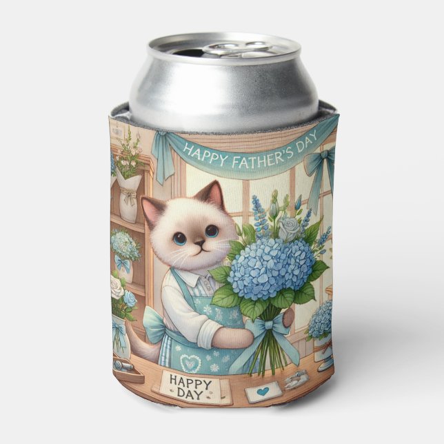 Happy Father's Day for Cat Dad  Can Cooler (Can Front)