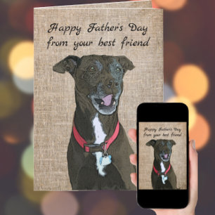 Happy Father's Day from Cute Pit Bull Card
