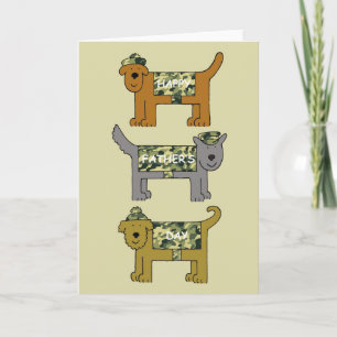 Happy Father's Day fun military dogs in camouflage Card