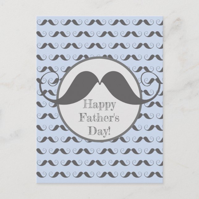 Happy Father's Day - Fun Moustache Pattern Postcard (Front)