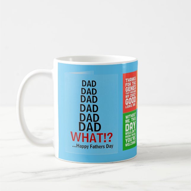 Happy Father's Day Funny Multi-Message Coffee Mug (Left)