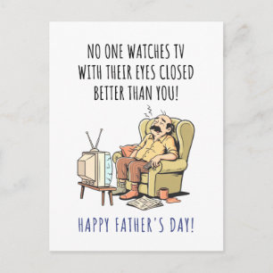Happy Father's Day Funny Napping Dad in Chair  Postcard