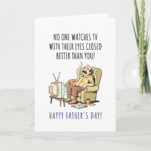 Happy Father's Day Funny Napping Dad in Chair  Thank You Card