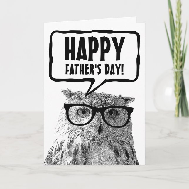 Happy Father's Day funny owl custom greeting card (Front)