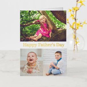 Happy Father's Day Gold Script Photo Collage Card