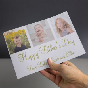 Happy Father's Day Gold Script Photo Collage Card
