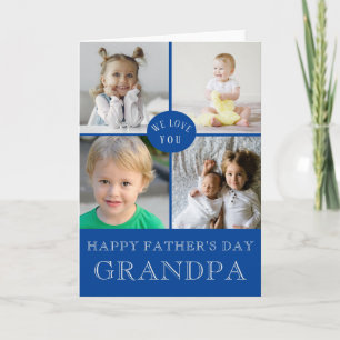 Happy Father's Day Grandpa Blue Photo Collage Card