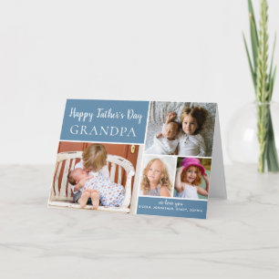 Happy Father's Day Grandpa Photo Collage Blue Card