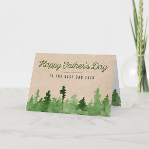 Happy Father's Day Green Watercolor Forest Card