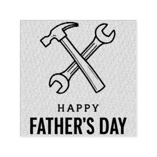Happy Father's Day Greeting with Hammer and Wrench Self-inking Stamp