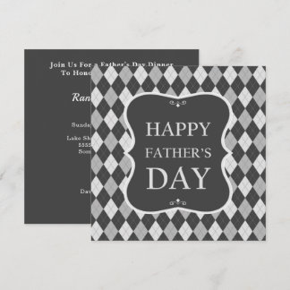 Happy Fathers Day Grey Shades Argyle Dinner Party Invitation