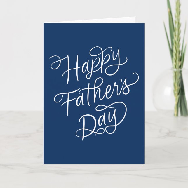 Happy Fathers Day Handlettering Photo Custom Colou Card (Front)