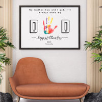 Happy Father's Day Handprint flower Art Poster