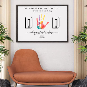 Happy Father's Day Handprint flower Art Poster