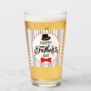 Happy Father's Day Hat And Tie Glass