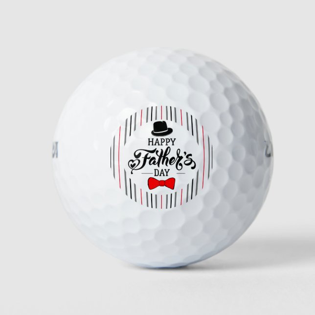 Happy Father's Day Hat And Tie Golf Balls (Front)
