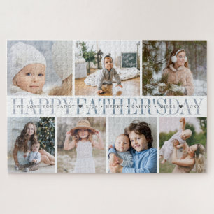 Happy Father's Day Kid Photo & Names Collage Jigsaw Puzzle