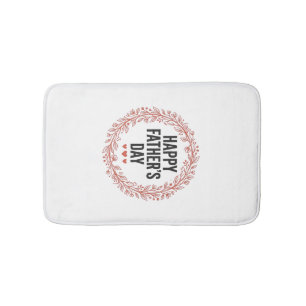 Happy Fathers Day Leaf Wreath Vintage Shirt Design Bath Mat