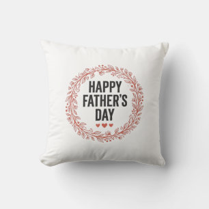Happy Fathers Day Leaf Wreath Vintage Shirt Design Cushion