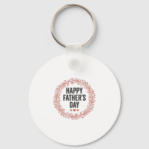 Happy Fathers Day Leaf Wreath Vintage Shirt Design Key Ring