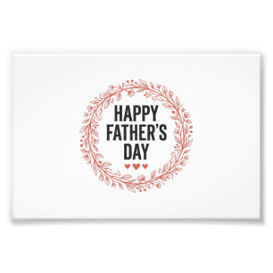 Happy Fathers Day Leaf Wreath Vintage Shirt Design Photo Print