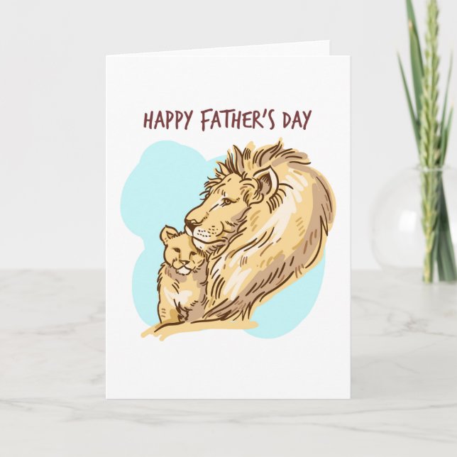 Happy Father's Day Lion And Cub Card (Front)