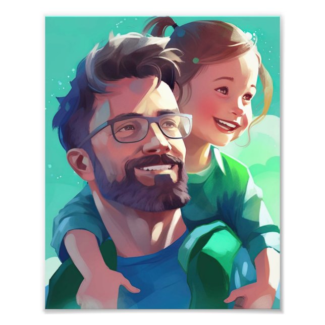 Happy Father's Day Love Heart Shape Photo Collage  Print (Front)