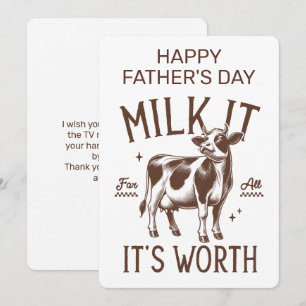 Happy Fathers Day Milk It For All It's Worth Brown Card