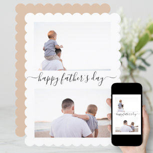 Happy Father's Day Modern 2 Photo Collage Greeting Card