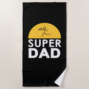 Happy Father's Day Modern Design  "Super Dad" Beach Towel