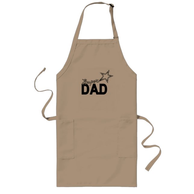 Happy Father's Day Modern Design "SUPER DAD" Long Apron (Front)