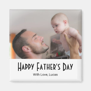 Happy Father's Day Modern Photo Black White  Magnet