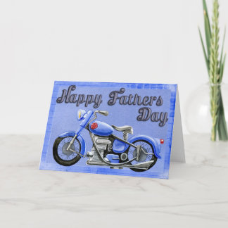 Happy father's day motorcycle blue greeting card