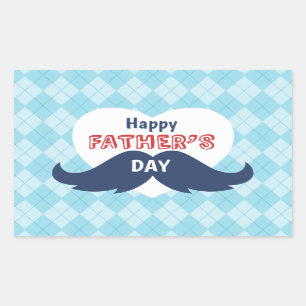 Happy Father's Day Moustache and Heart Rectangular Sticker