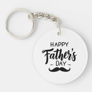 Happy Father's Day - Moustache Celebration Art Key Ring