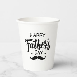 Happy Father's Day - Moustache Celebration Art Paper Cups
