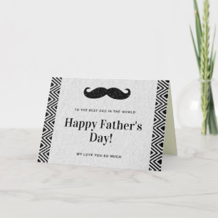 Happy Father's Day Moustache Glitter Card