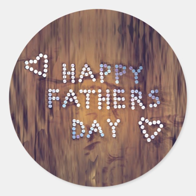 Happy Father's Day Nails on Wood Graphic Classic Round Sticker (Front)
