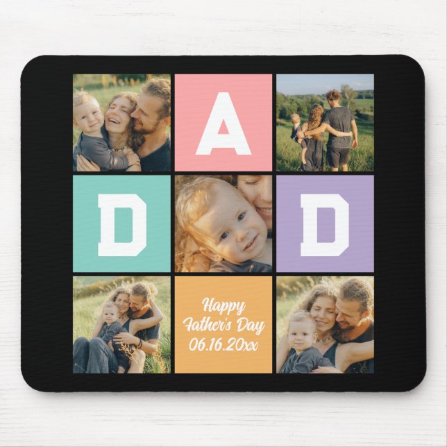 Happy Father's Day New Dad Family Photo Collage  Mouse Pad (Front)