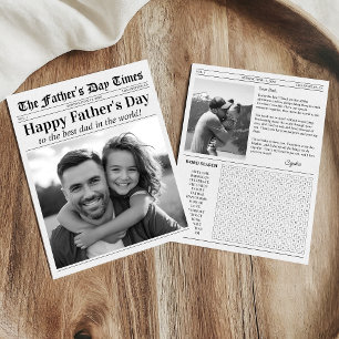 Happy Father's Day Newspaper Unique Fun Photo Card