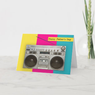 Happy Fathers Day Old School Boombox Humour Holiday Card