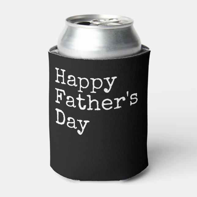 Happy Father's Day on black background Can Cooler (Can Front)