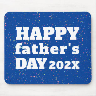 Happy Father's Day Paint Splatter Azure Blue White Mouse Pad