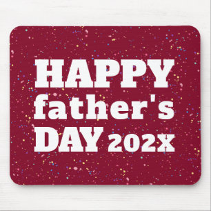 Happy Father's Day Paint Splatter Dark Red White Mouse Pad